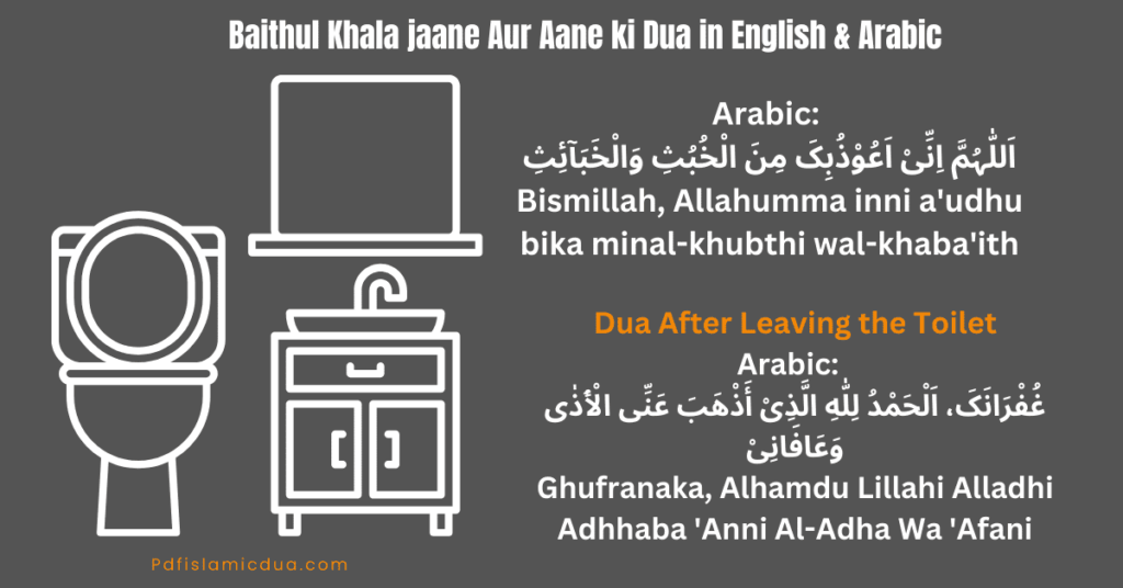 Baithul Khala jaane Aur Aane ki Dua in English & Arabic