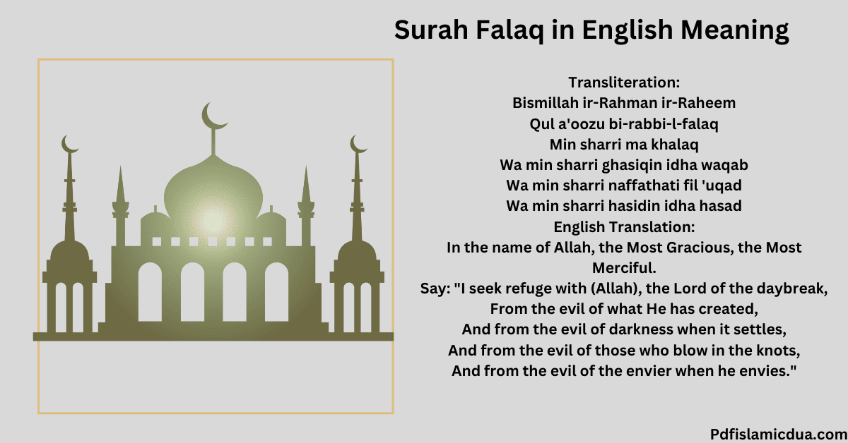 Surah Falaq in English PDF-Meaning and Benefits