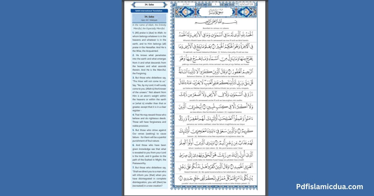 Download Surah Saba PDF with Meaning and Benefits