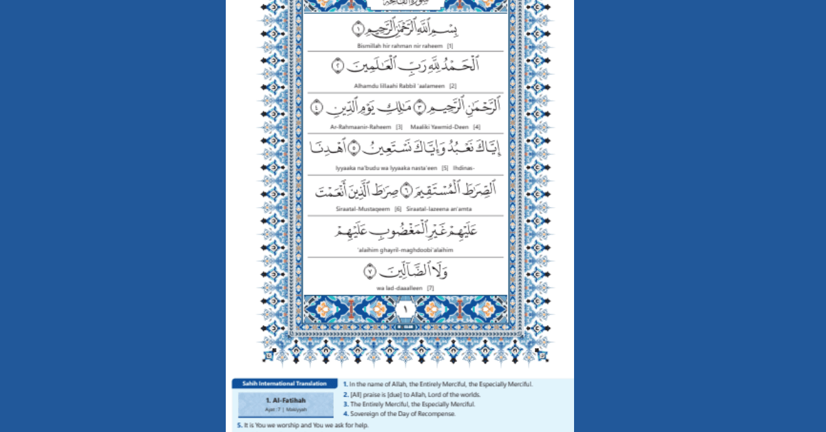 Surah Fatiha Full Image Download with Translation